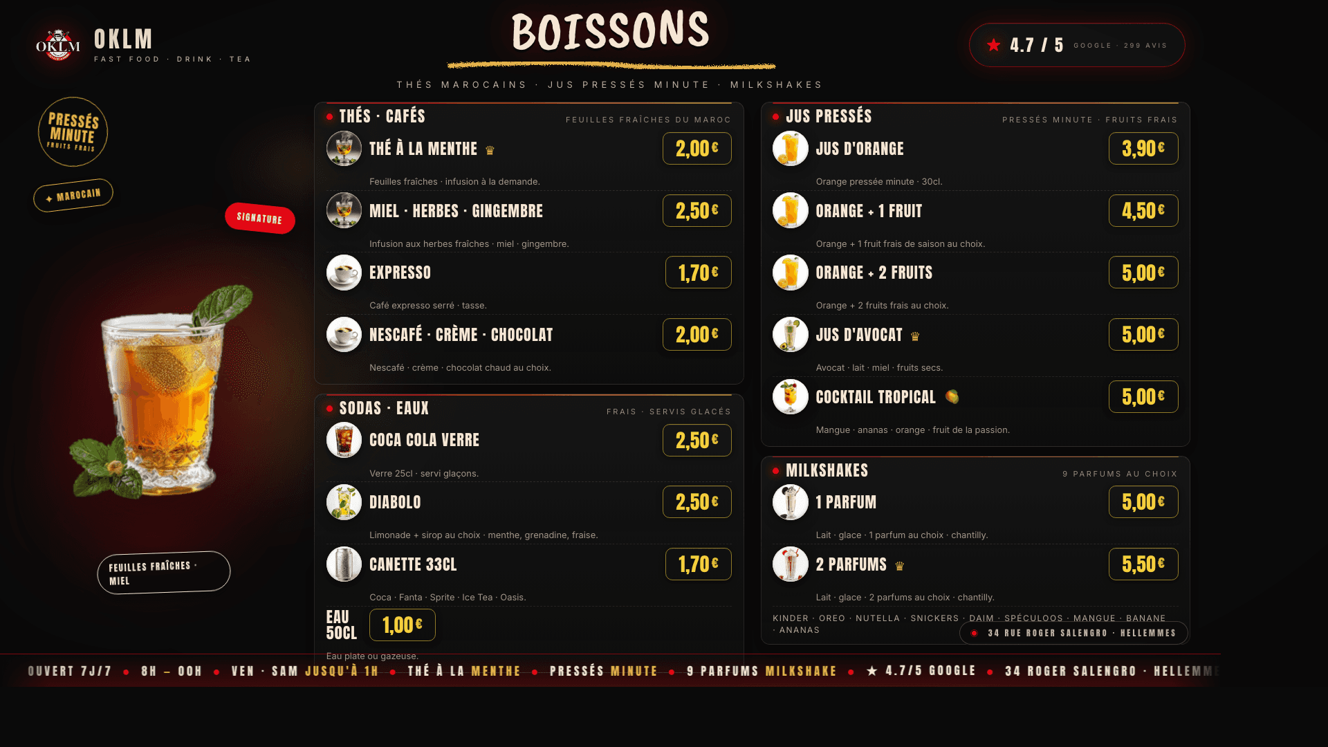Menu TV BOISSONS