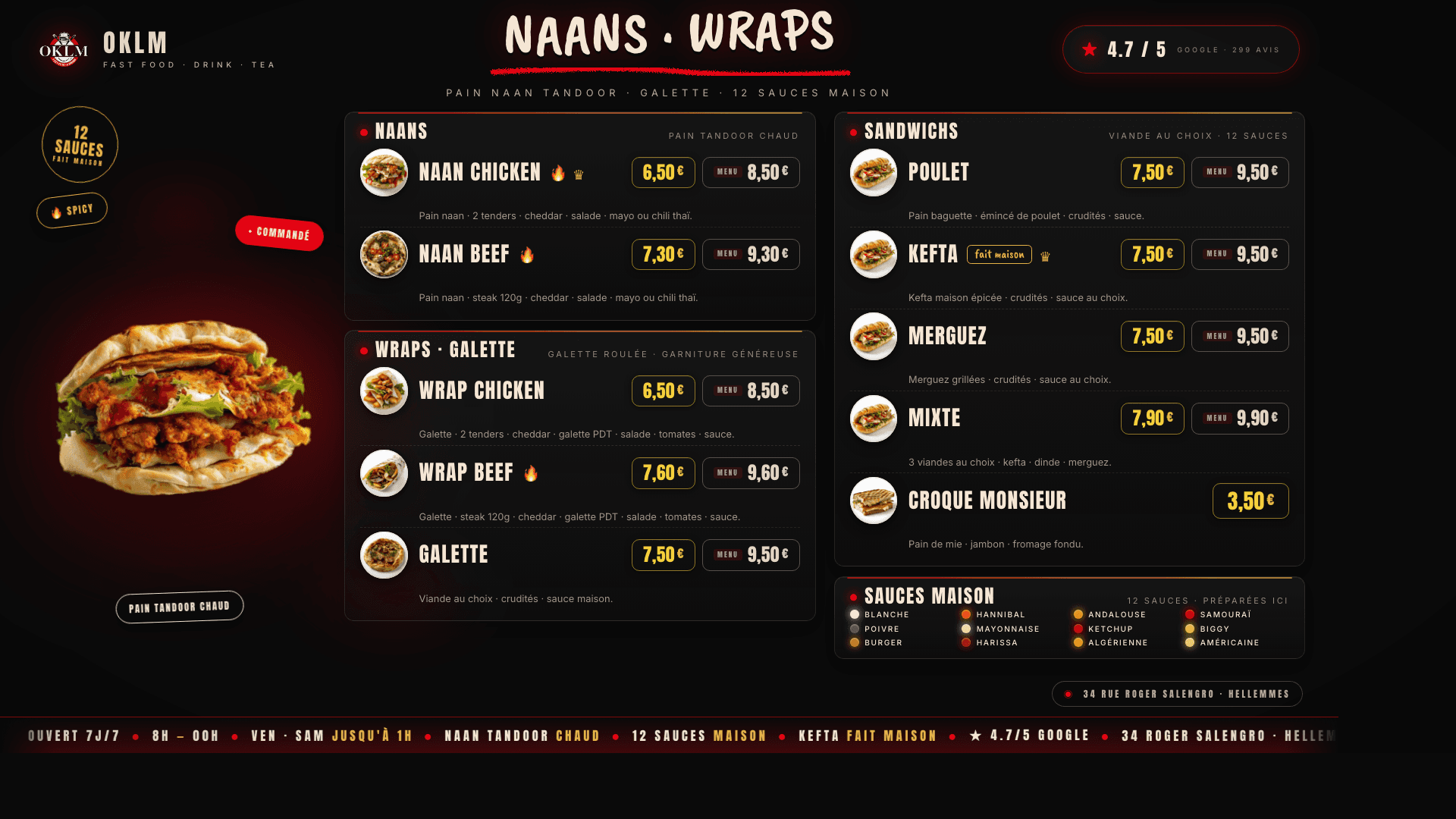 Menu TV NAANS · WRAPS